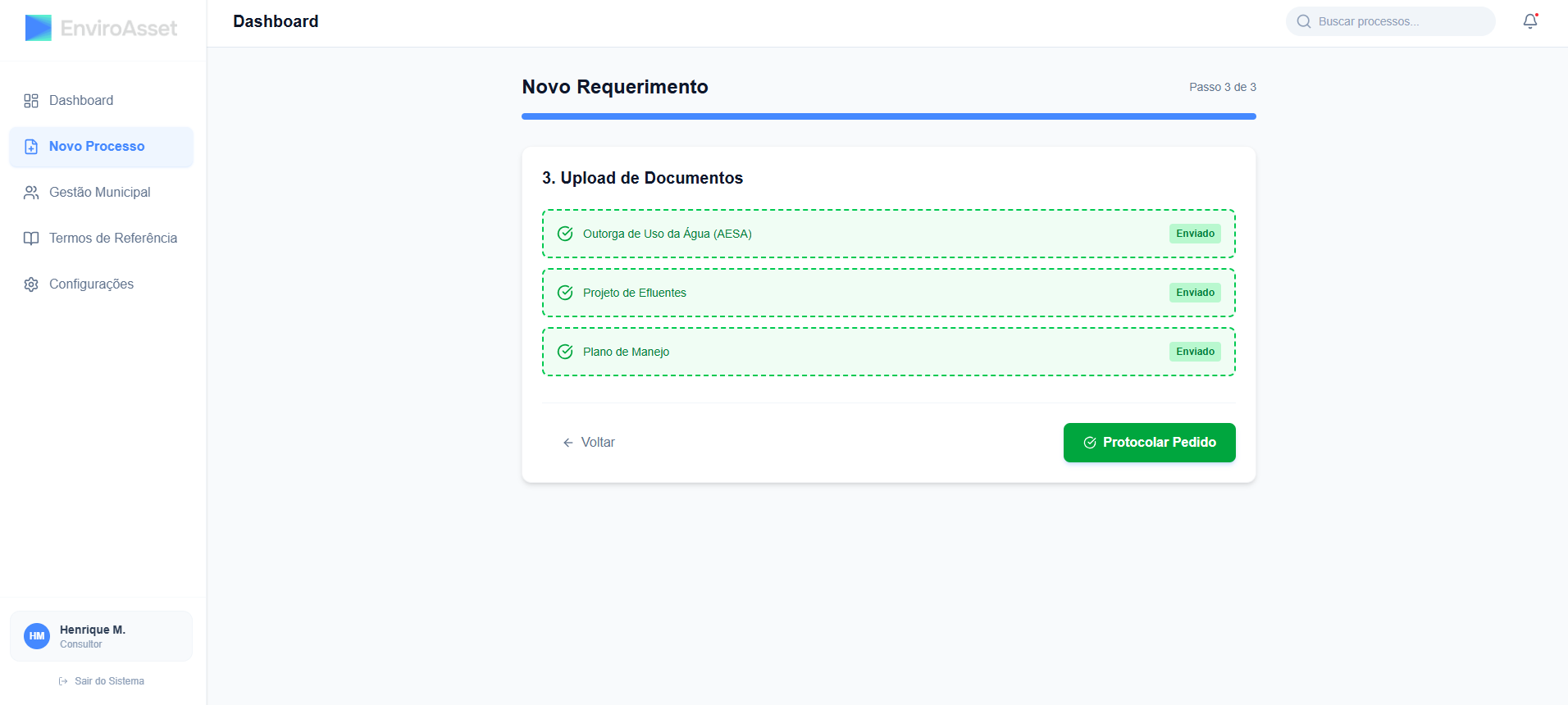 Dashboard de Processos - Tela Real